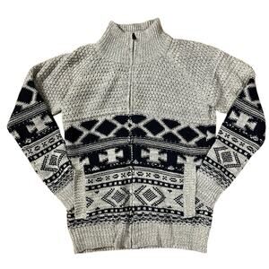 Triple Five Soul Full Zip Cardigan Sweater Sz Mens M Wool Blend Nordic Fisherman